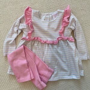 Striped Kids Matching Set with Pink Accents